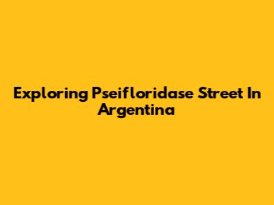 Exploring Pseifloridase Street In Argentina