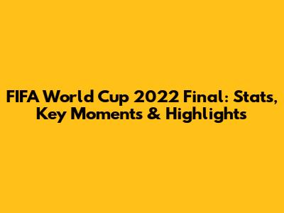 FIFA World Cup 2022 Final: Stats, Key Moments & Highlights