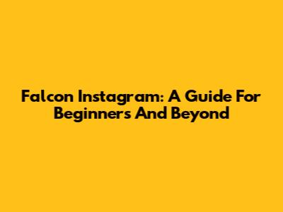 Falcon Instagram: A Guide For Beginners And Beyond