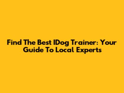 Find The Best IDog Trainer: Your Guide To Local Experts