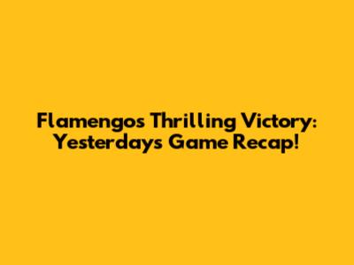 Flamengo's Thrilling Victory: Yesterday's Game Recap!