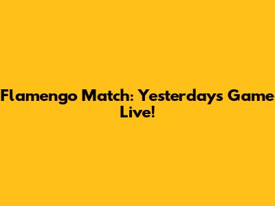 Flamengo Match: Yesterday's Game Live!