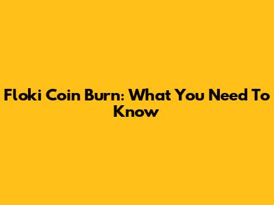 Floki Coin Burn: What You Need To Know