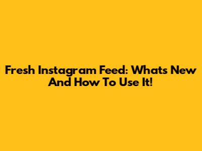 Fresh Instagram Feed: What's New And How To Use It!