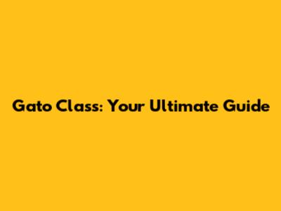 Gato Class: Your Ultimate Guide
