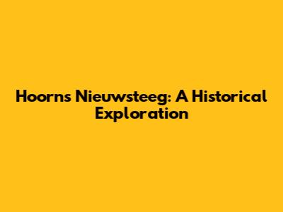 Hoorn's Nieuwsteeg: A Historical Exploration