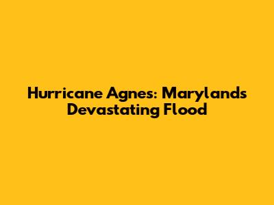 Hurricane Agnes: Maryland's Devastating Flood