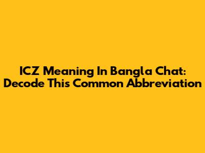 ICZ Meaning In Bangla Chat: Decode This Common Abbreviation