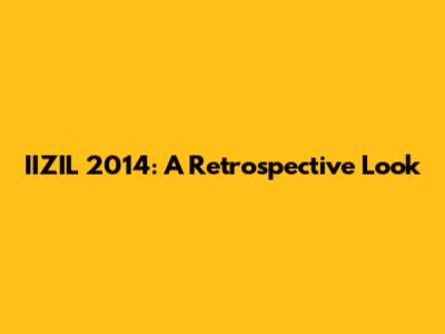 IIZIL 2014: A Retrospective Look