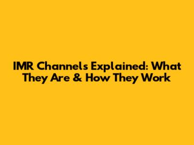 IMR Channels Explained: What They Are & How They Work