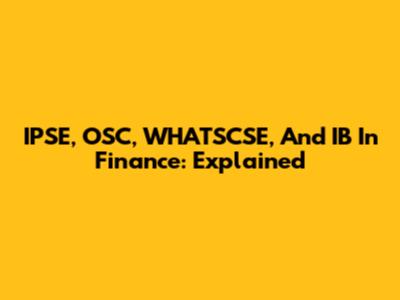 IPSE, OSC, WHATSCSE, And IB In Finance: Explained
