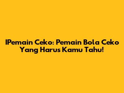 IPemain Ceko: Pemain Bola Ceko Yang Harus Kamu Tahu!