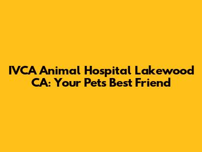 IVCA Animal Hospital Lakewood CA: Your Pet's Best Friend
