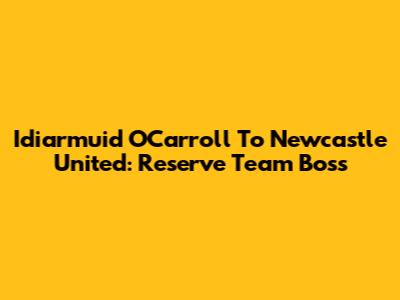 Idiarmuid O'Carroll To Newcastle United: Reserve Team Boss