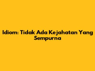 Idiom: Tidak Ada Kejahatan Yang Sempurna