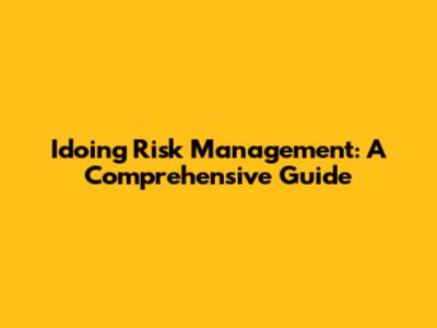 Idoing Risk Management: A Comprehensive Guide