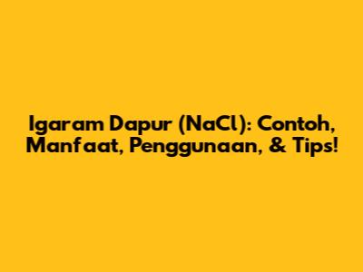Igaram Dapur (NaCl): Contoh, Manfaat, Penggunaan, & Tips!