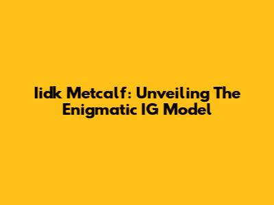 Iidk Metcalf: Unveiling The Enigmatic IG Model