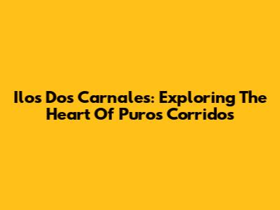 Ilos Dos Carnales: Exploring The Heart Of Puros Corridos
