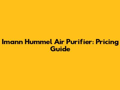 Imann Hummel Air Purifier: Pricing Guide