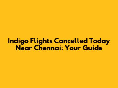Indigo Flights Cancelled Today Near Chennai: Your Guide