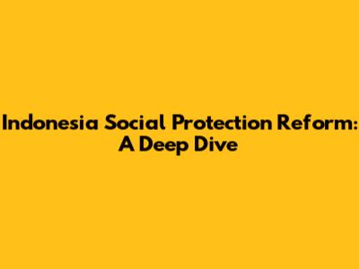 Indonesia Social Protection Reform: A Deep Dive