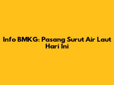 Info BMKG: Pasang Surut Air Laut Hari Ini
