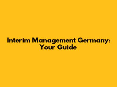 Interim Management Germany: Your Guide
