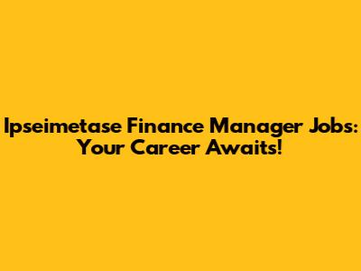 Ipseimetase Finance Manager Jobs: Your Career Awaits!