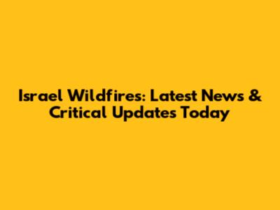 Israel Wildfires: Latest News & Critical Updates Today