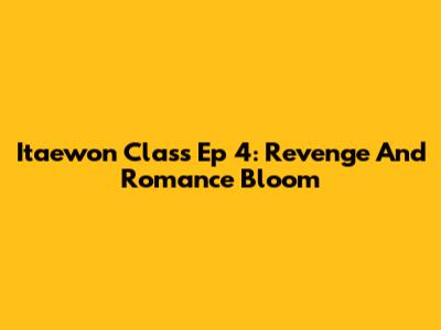 Itaewon Class Ep 4: Revenge And Romance Bloom