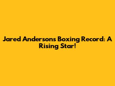 Jared Anderson's Boxing Record: A Rising Star!