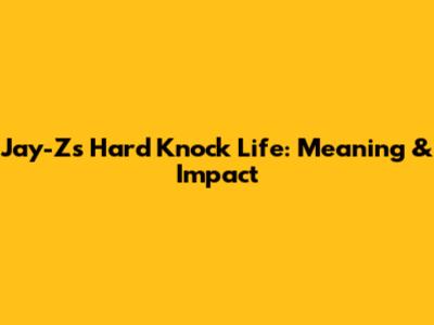 Jay-Z's Hard Knock Life: Meaning & Impact