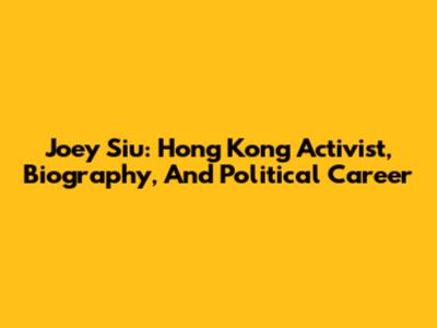 Joey Siu: Hong Kong Activist, Biography, And Political Career