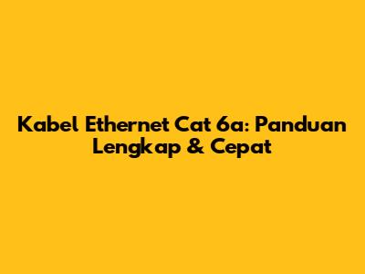 Kabel Ethernet Cat 6a: Panduan Lengkap & Cepat