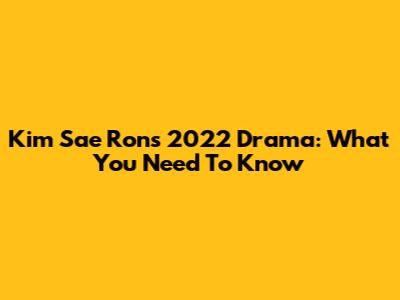 Kim Sae Ron's 2022 Drama: What You Need To Know