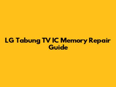 LG Tabung TV IC Memory Repair Guide