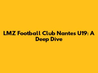 LMZ Football Club Nantes U19: A Deep Dive