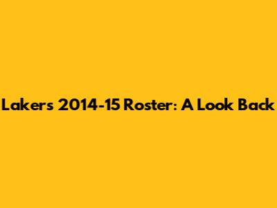 Lakers 2014-15 Roster: A Look Back
