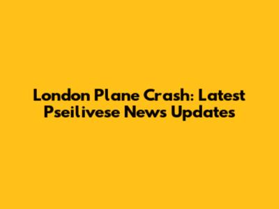 London Plane Crash: Latest Pseilivese News Updates