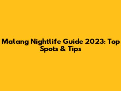 Malang Nightlife Guide 2023: Top Spots & Tips