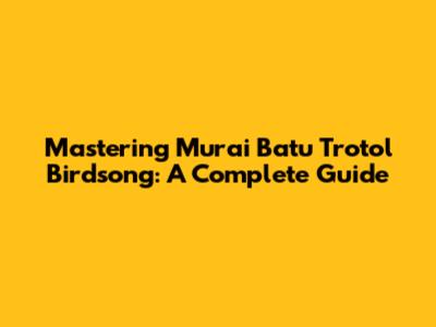 Mastering Murai Batu Trotol Birdsong: A Complete Guide