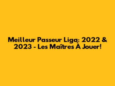 Meilleur Passeur Liga: 2022 & 2023 - Les Maîtres À Jouer!