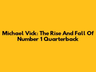 Michael Vick: The Rise And Fall Of Number 1 Quarterback