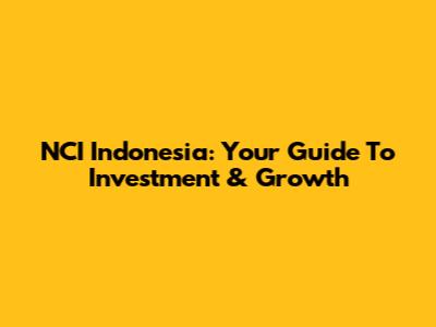NCI Indonesia: Your Guide To Investment & Growth