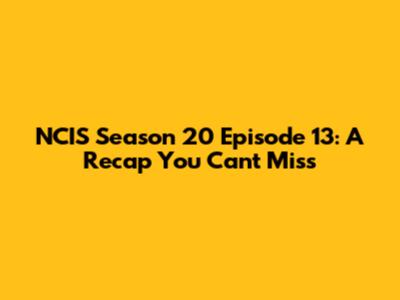 NCIS Season 20 Episode 13: A Recap You Can't Miss