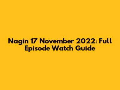 Nagin 17 November 2022: Full Episode Watch Guide