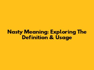 Nasty Meaning: Exploring The Definition & Usage