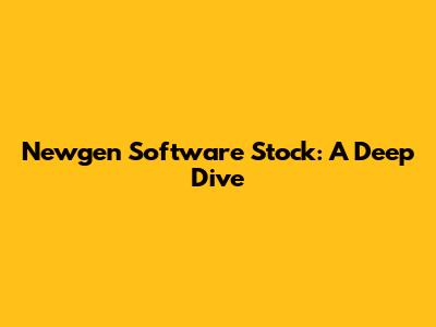 Newgen Software Stock: A Deep Dive