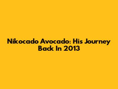 Nikocado Avocado: His Journey Back In 2013